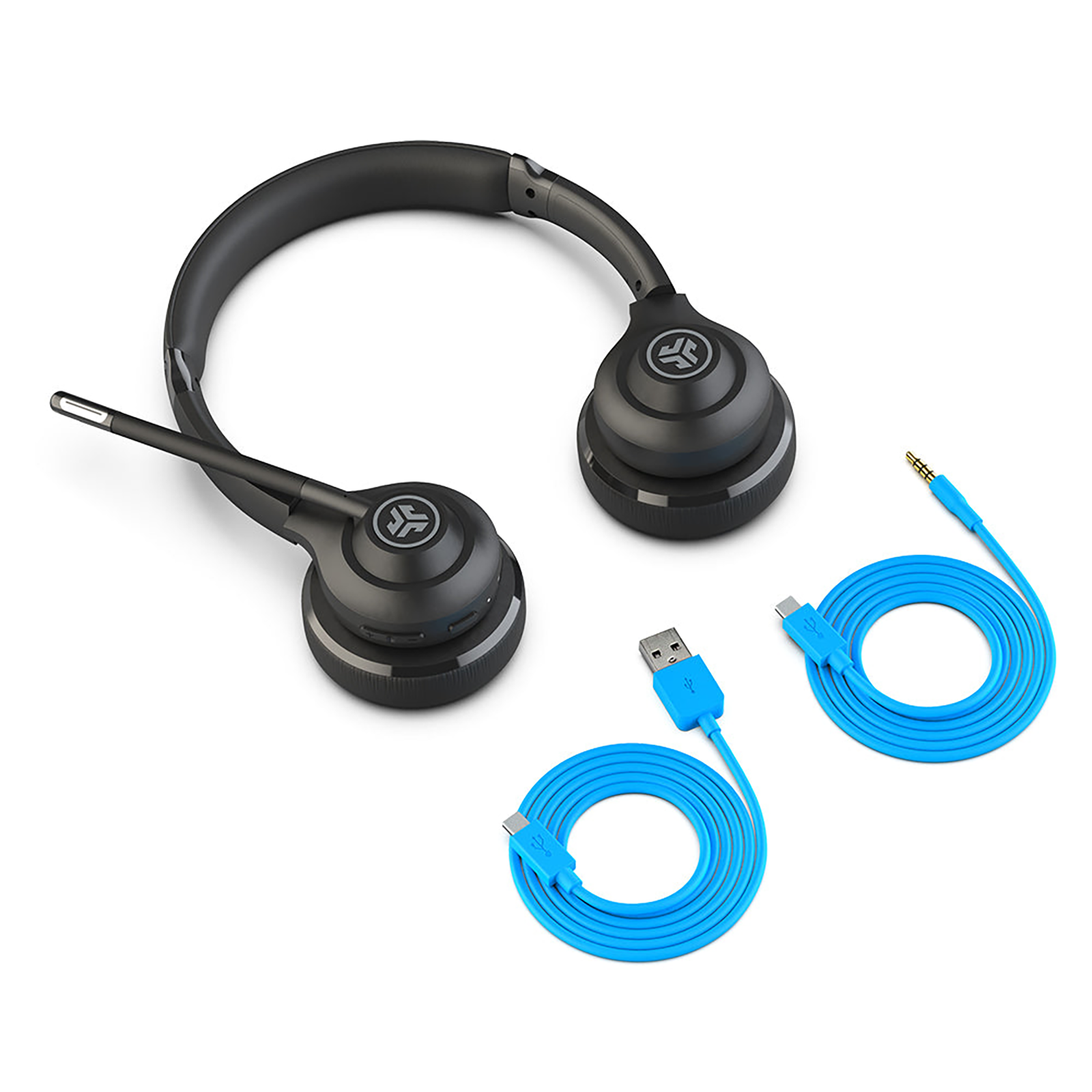 JLAB Go Work IEUHBGOWORKRBLK4 Bluetooth Headset with Mic 40mm Dynamic Driver On Ear Black